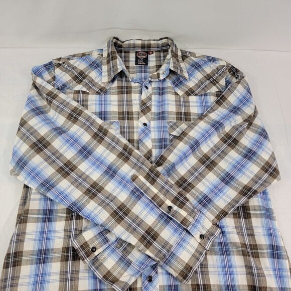 Sportier Men’s Western Wear Pearl Snap Button Down Plaid Shirt - Medium - Picture 5 of 14